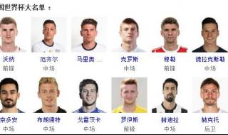 德国队世界杯大名单